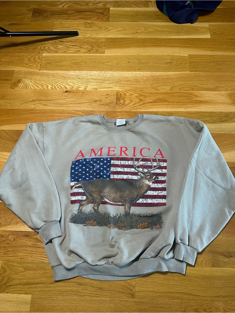 Jerzees America Graphic Crewneck Sweatshirt - Taupe & Red